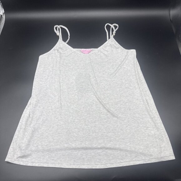 Lilly Pulitzer Women’s Seaspray Grey V Neck Adj Strap Ribbed Tank Top Sz L NEW - Picture 1 of 10